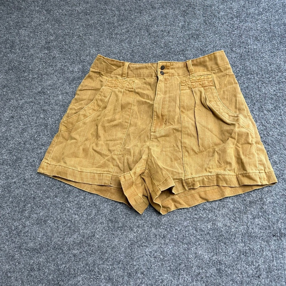 Universal Thread Shorts Womens Size 4 Yellow Cotton Pleated Utility Casual Boho